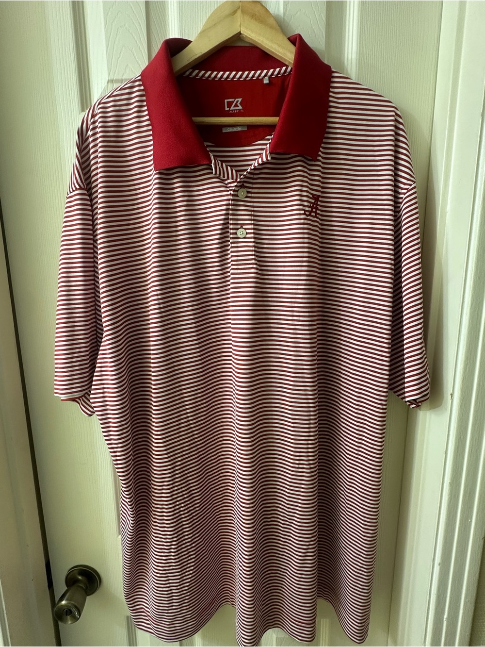 Alabama Crimson Tide- Striped Cutter & Buck Polo